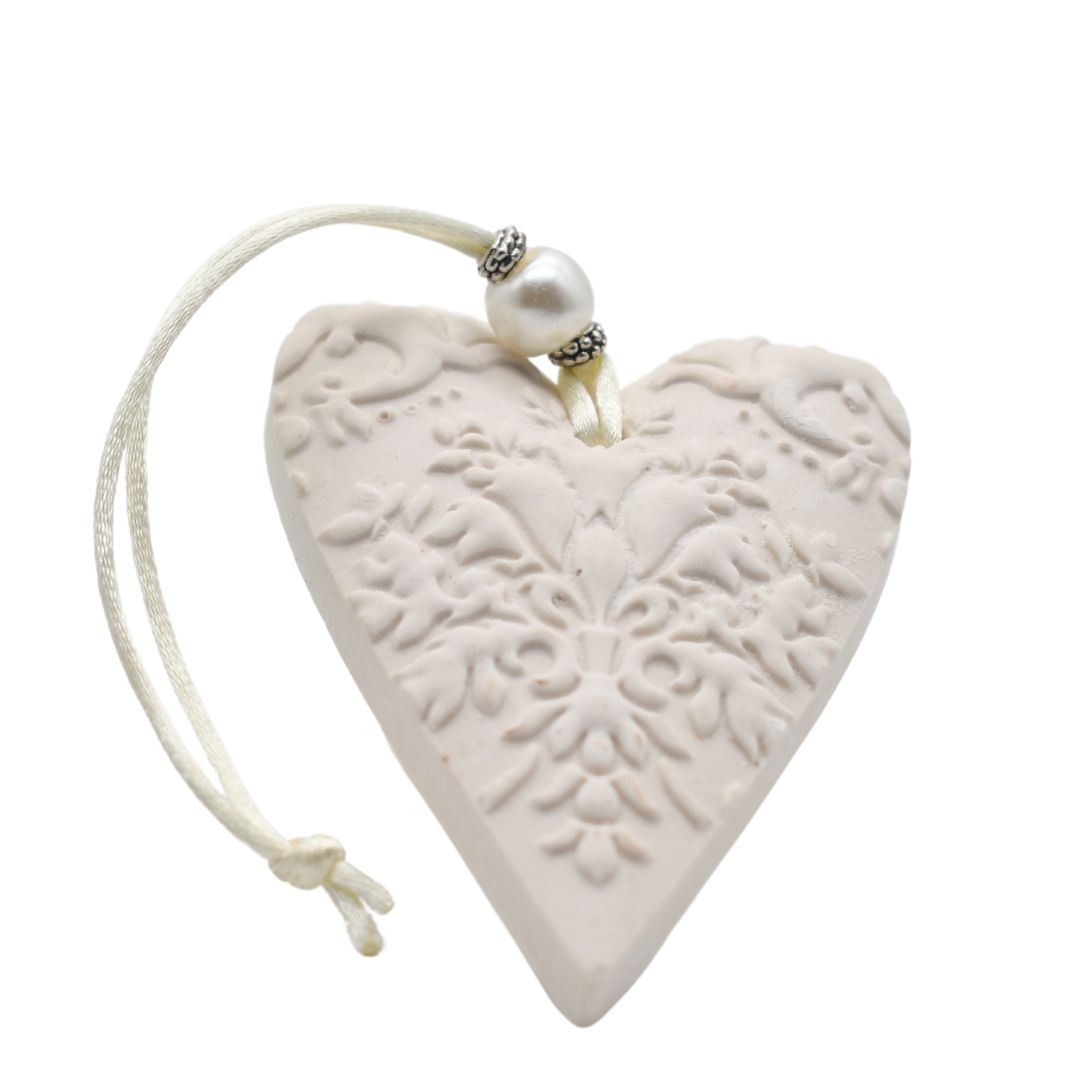 CORAZÓN perla cerámica PERFUMADO - LINO BLANCO
