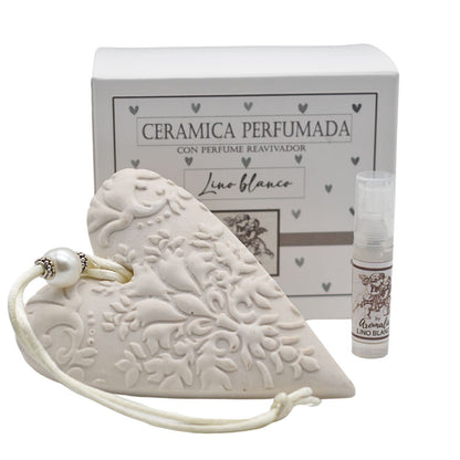 CORAZÓN  perla cerámica PERFUMADO - LINO BLANCO
