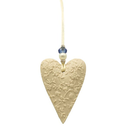 Corazón Cerámica Perfumado Lino Blanco