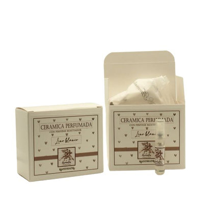 Corazón Cerámica Perfumado Lino Blanco