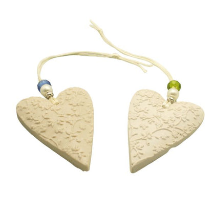 Corazón Cerámica Perfumado Lino Blanco
