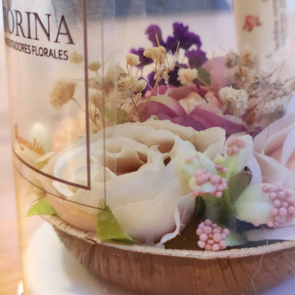 Cesta floral de Lino Blanco