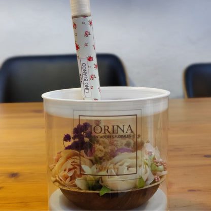 Cesta floral de Lino Blanco